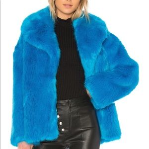 Electric blue faux fur Diane Von Furstenberg coat